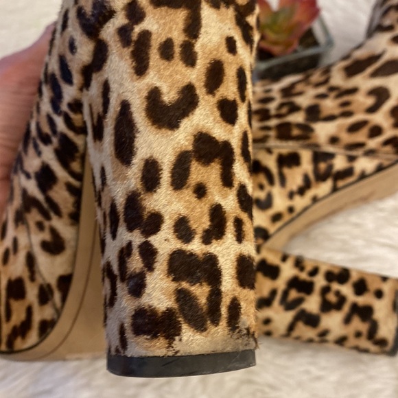 Sam Edelman | Anthropologie Animal print Fur Chelsea Ankle Bootie heel women 7.5 - Picture 11 of 11